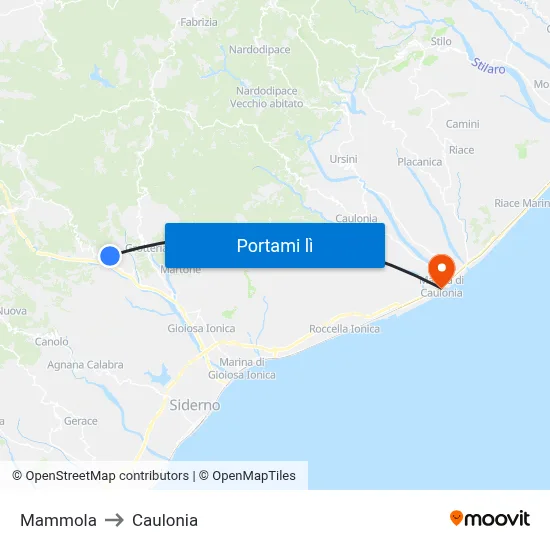 Mammola to Caulonia map