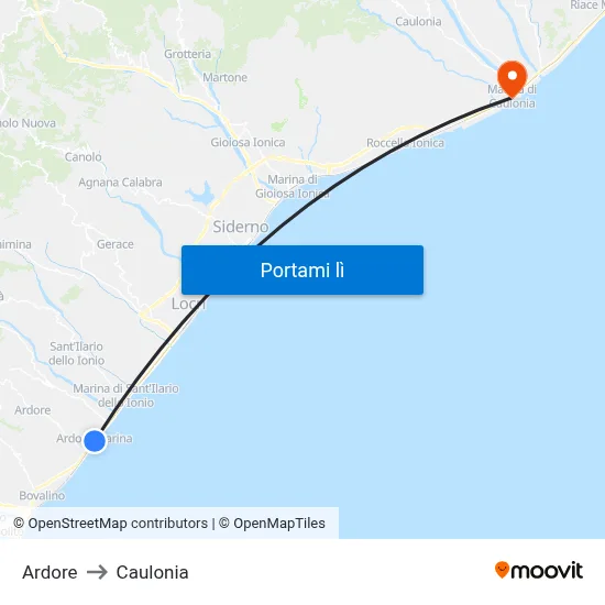 Ardore to Caulonia map