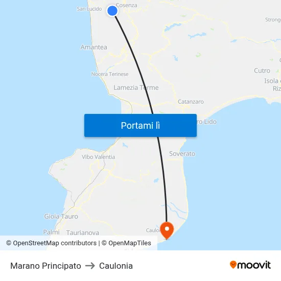 Marano Principato to Caulonia map