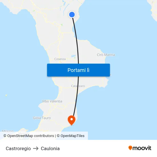 Castroregio to Caulonia map