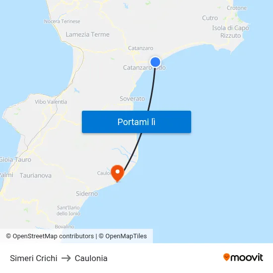 Simeri Crichi to Caulonia map