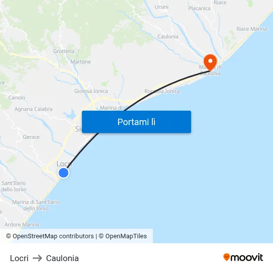Locri to Caulonia map