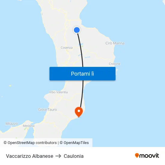Vaccarizzo Albanese to Caulonia map