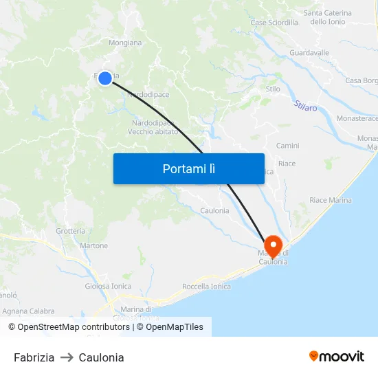Fabrizia to Caulonia map