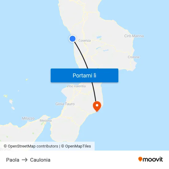 Paola to Caulonia map