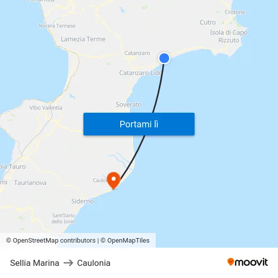 Sellia Marina to Caulonia map
