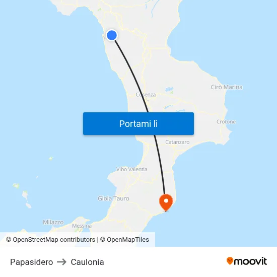 Papasidero to Caulonia map