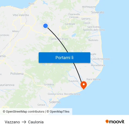 Vazzano to Caulonia map