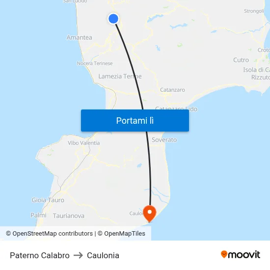 Paterno Calabro to Caulonia map