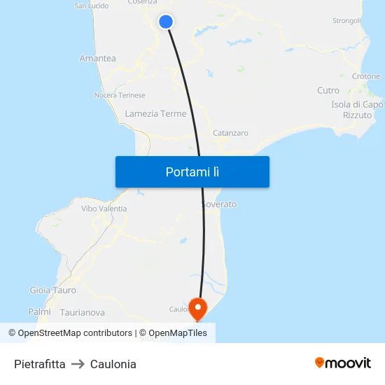 Pietrafitta to Caulonia map