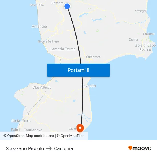 Spezzano Piccolo to Caulonia map