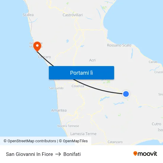 San Giovanni In Fiore to Bonifati map