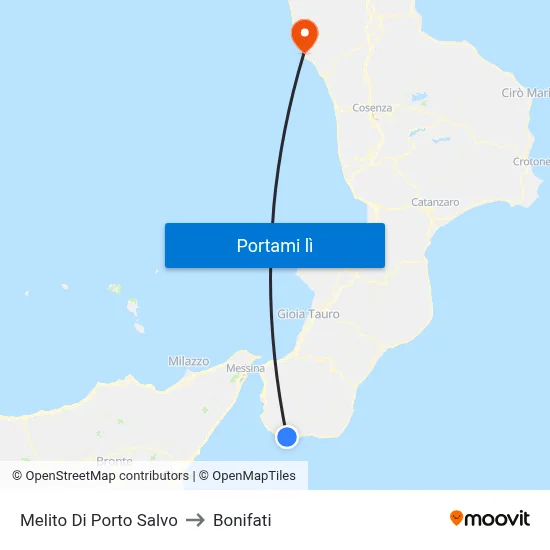 Melito Di Porto Salvo to Bonifati map