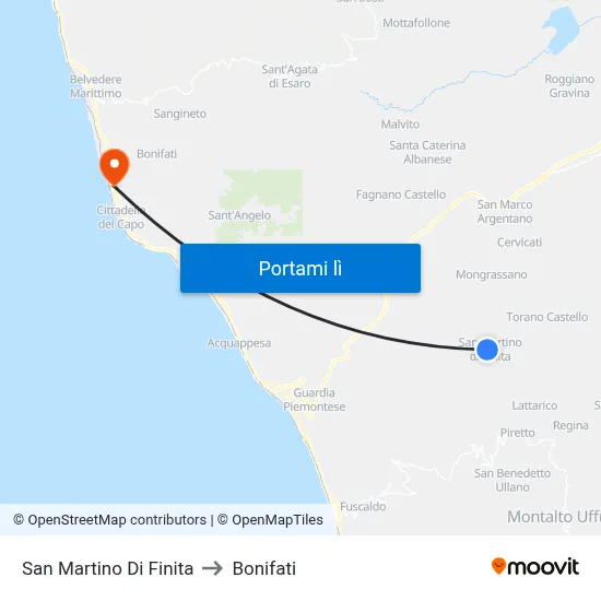 San Martino Di Finita to Bonifati map