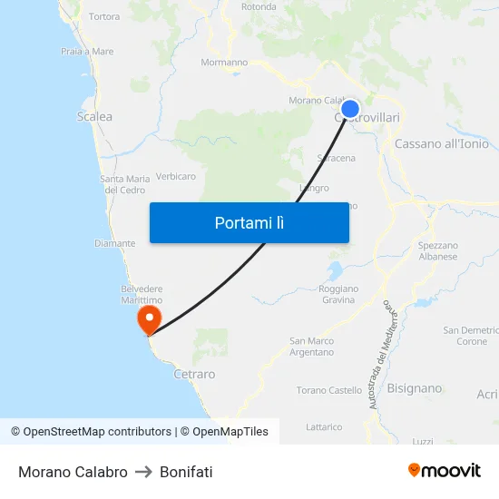 Morano Calabro to Bonifati map