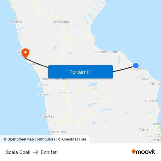 Scala Coeli to Bonifati map