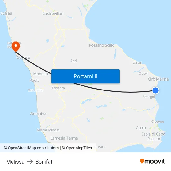 Melissa to Bonifati map