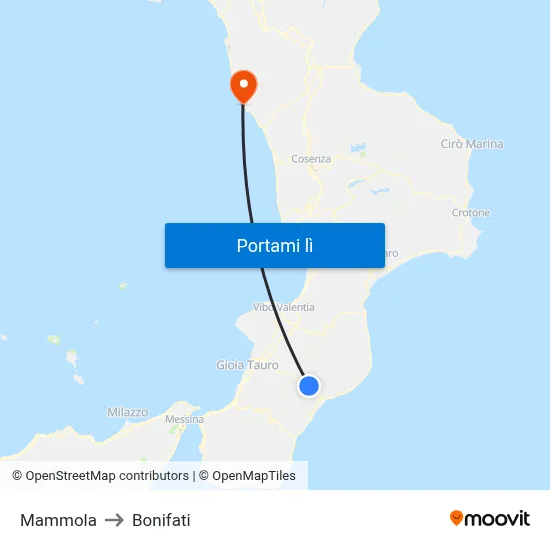 Mammola to Bonifati map