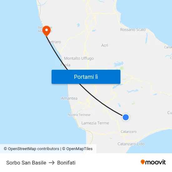 Sorbo San Basile to Bonifati map