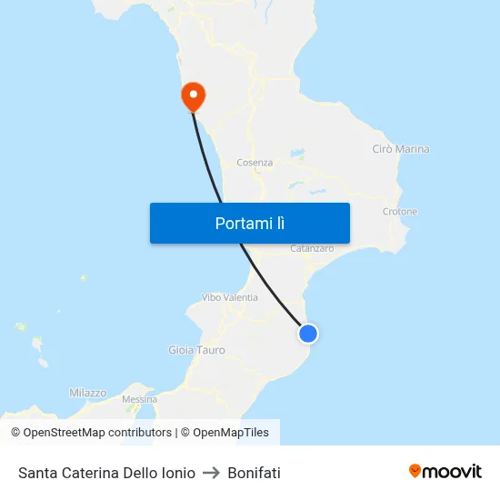 Santa Caterina Dello Ionio to Bonifati map