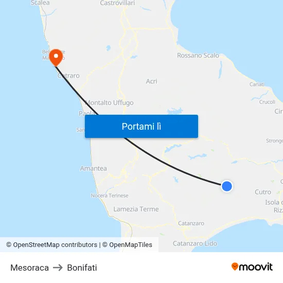 Mesoraca to Bonifati map