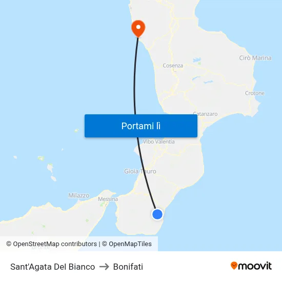 Sant'Agata Del Bianco to Bonifati map