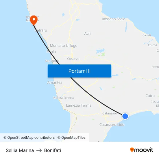 Sellia Marina to Bonifati map