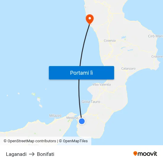 Laganadi to Bonifati map