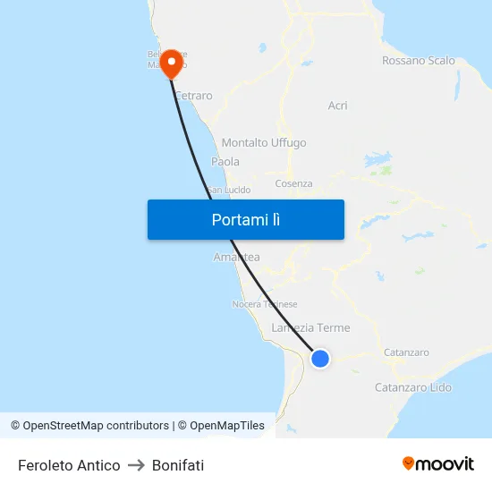 Feroleto Antico to Bonifati map