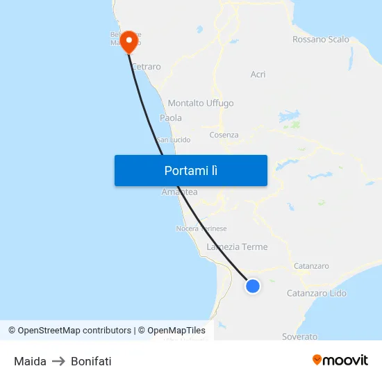 Maida to Bonifati map