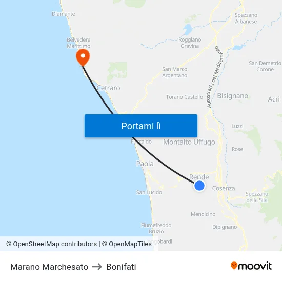 Marano Marchesato to Bonifati map