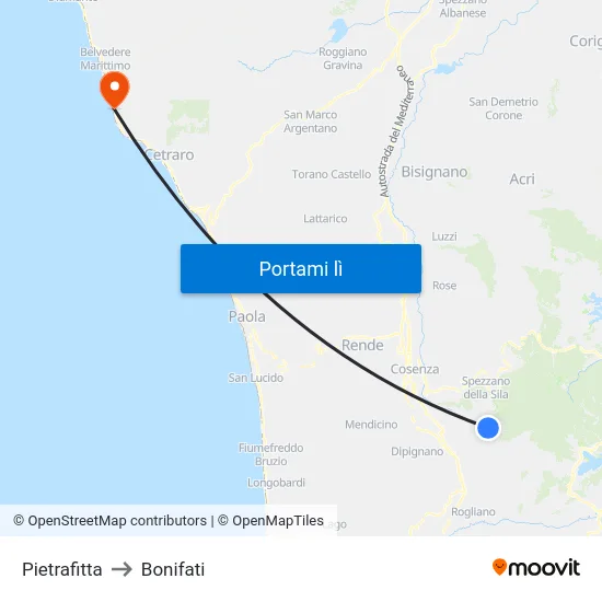 Pietrafitta to Bonifati map
