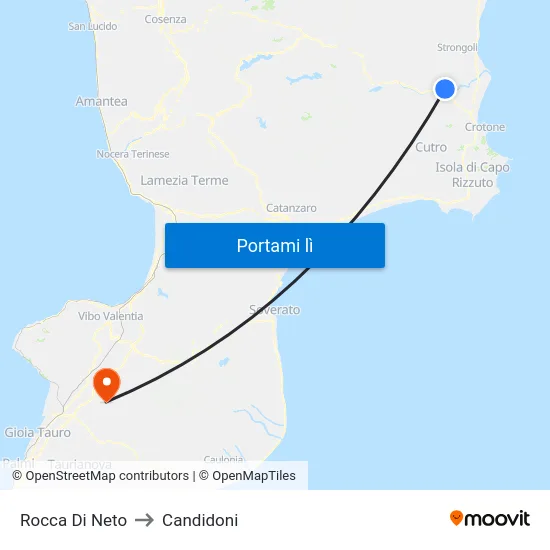 Rocca Di Neto to Candidoni map