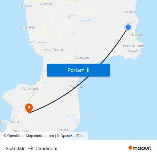 Scandale to Candidoni map