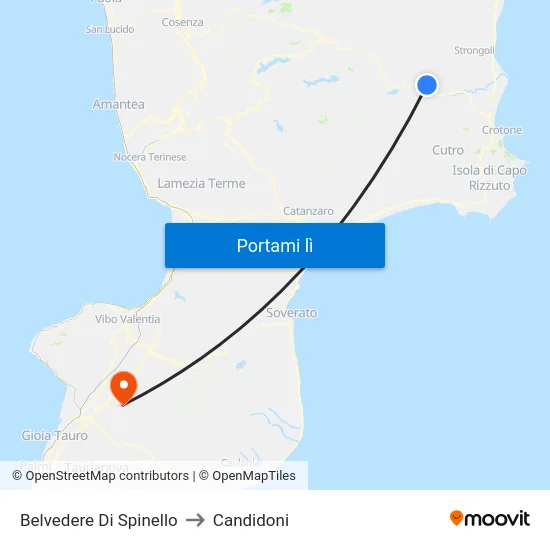 Belvedere Di Spinello to Candidoni map
