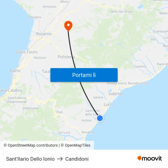 Sant'Ilario Dello Ionio to Candidoni map