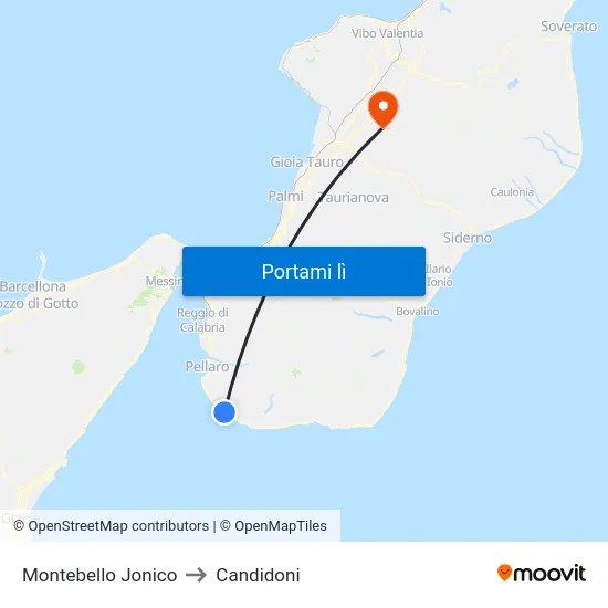Montebello Jonico to Candidoni map