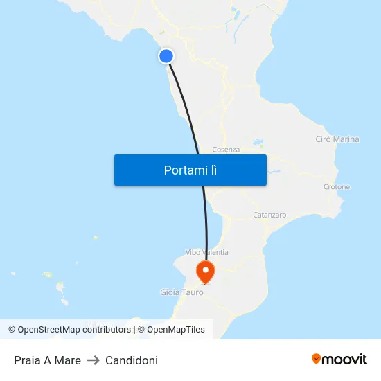 Praia A Mare to Candidoni map