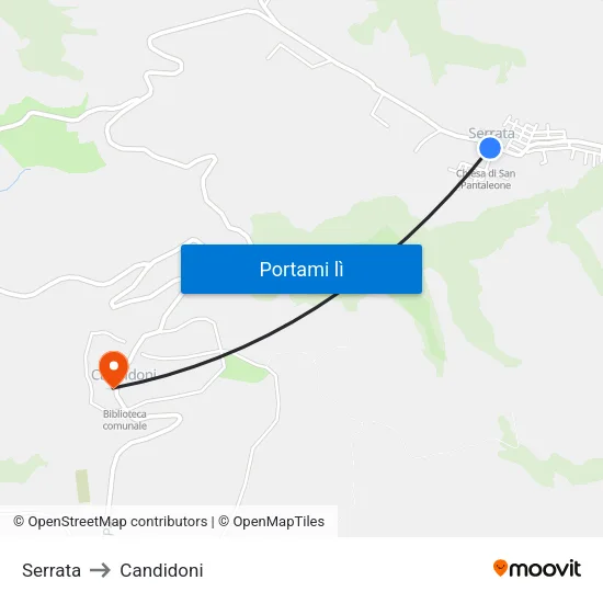 Serrata to Candidoni map