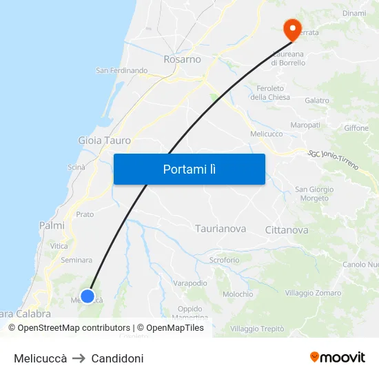 Melicuccà to Candidoni map