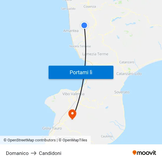 Domanico to Candidoni map