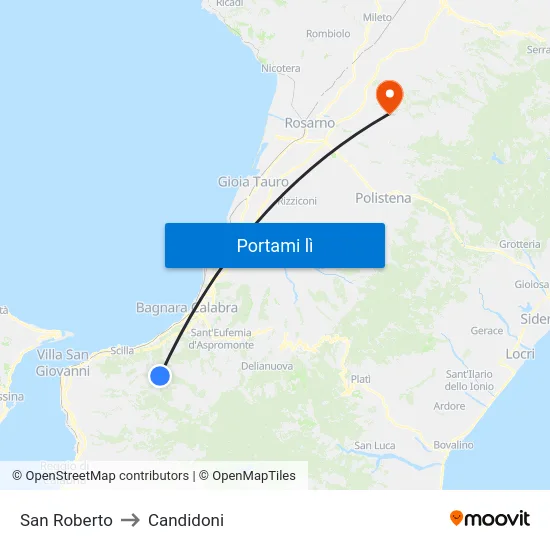 San Roberto to Candidoni map