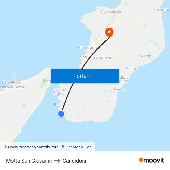 Motta San Giovanni to Candidoni map