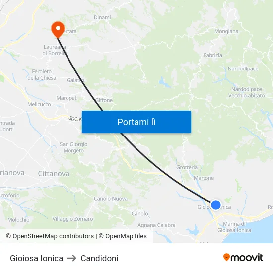 Gioiosa Ionica to Candidoni map