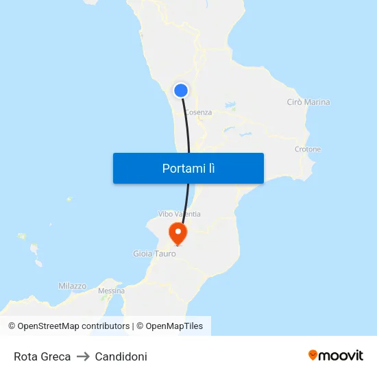 Rota Greca to Candidoni map