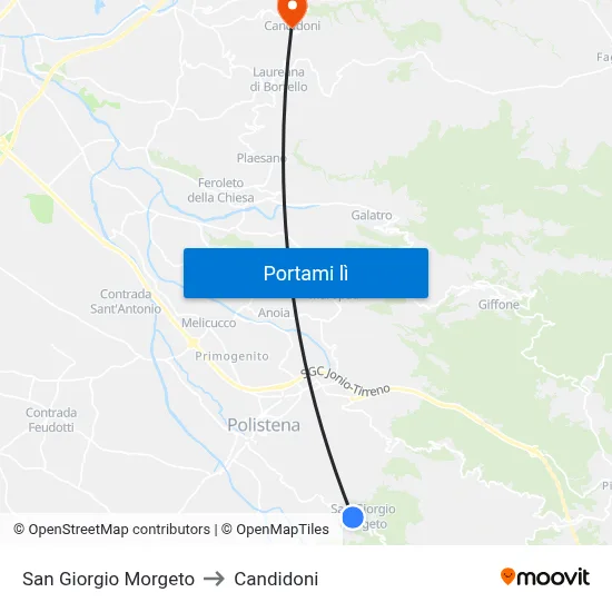 San Giorgio Morgeto to Candidoni map