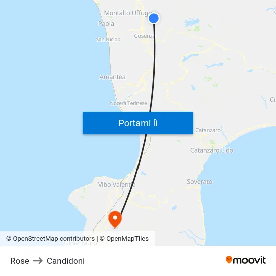 Rose to Candidoni map