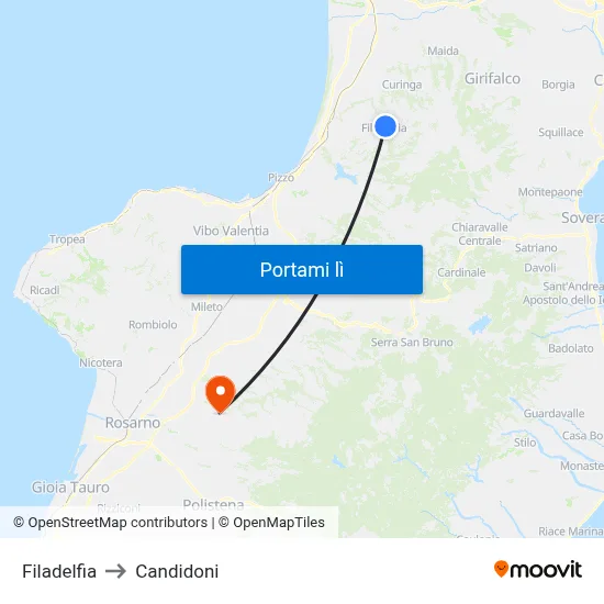 Filadelfia to Candidoni map