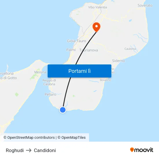 Roghudi to Candidoni map