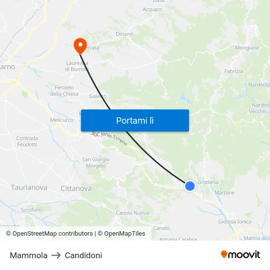Mammola to Candidoni map